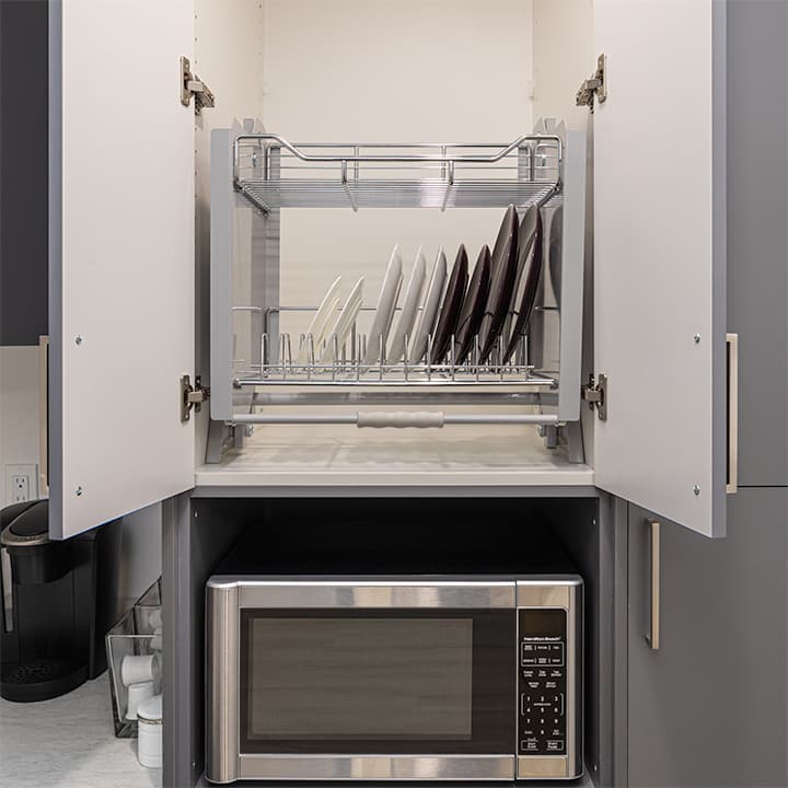 pull-down dish rack